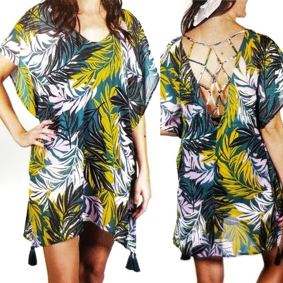 Cover Up Swim Floral Tropical Coverup NEW - Picture 2 of 11